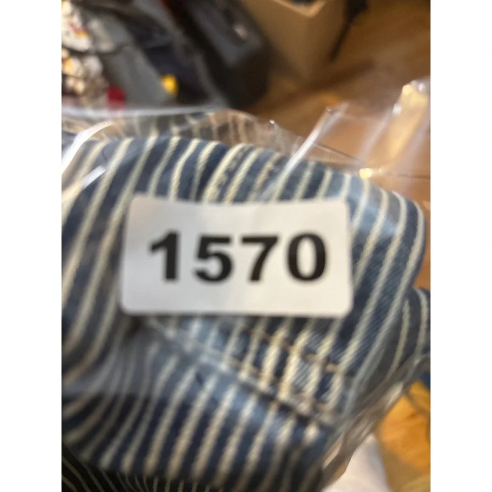 OshKosh B'gosh Blue White Pinstripe Denim Overalls Baby Toddler Size 2T